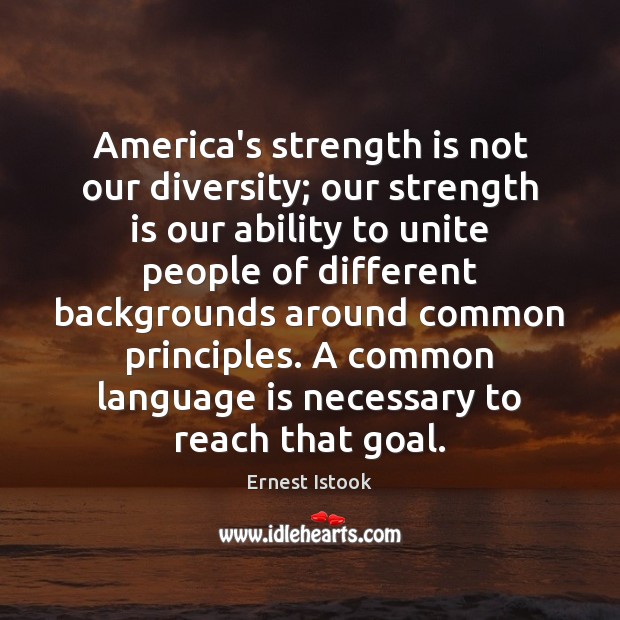 America’s strength is not our diversity; our strength is our ability to Image
