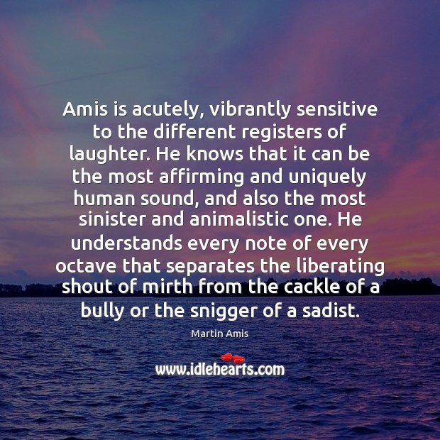 Amis is acutely, vibrantly sensitive to the different registers of laughter. He Image