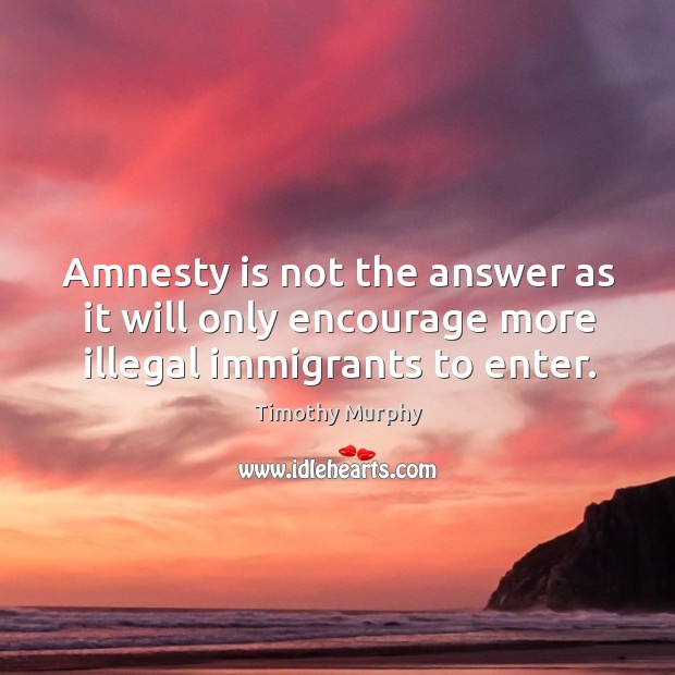 Amnesty is not the answer as it will only encourage more illegal immigrants to enter. Image
