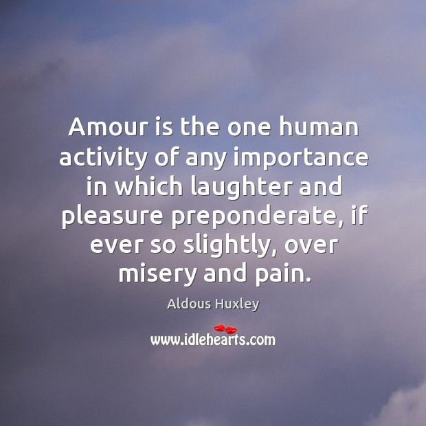 Amour is the one human activity of any importance in which laughter and pleasure Image