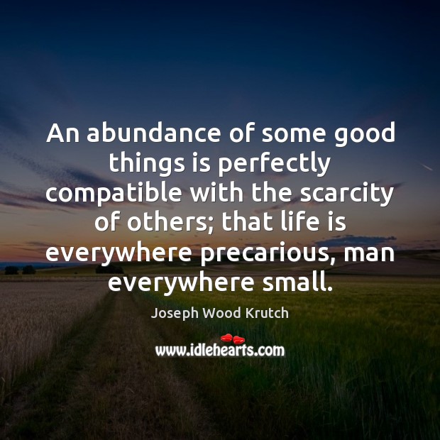 An abundance of some good things is perfectly compatible with the scarcity 