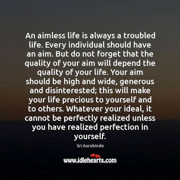 An aimless life is always a troubled life. Every individual should have 
