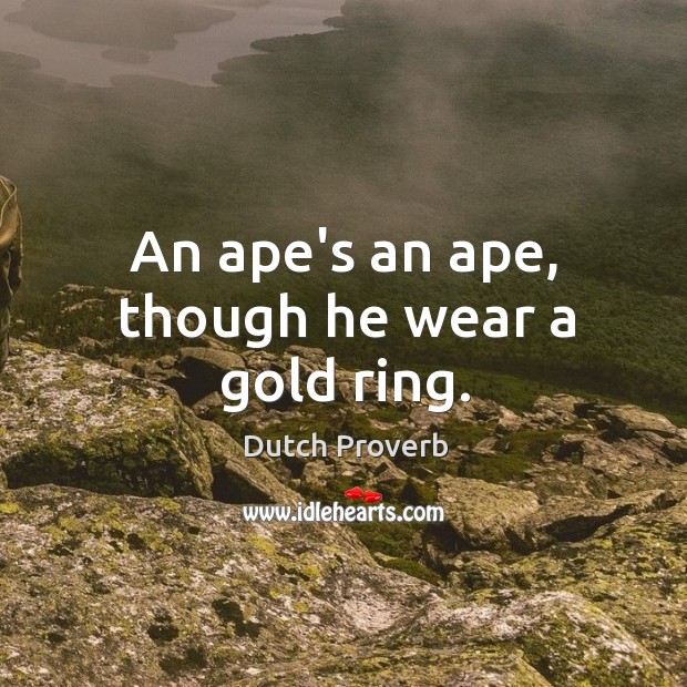 An ape’s an ape, though he wear a gold ring. Image