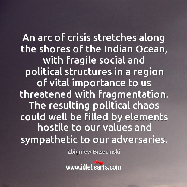 An arc of crisis stretches along the shores of the Indian Ocean, Zbigniew Brzezinski Picture Quote