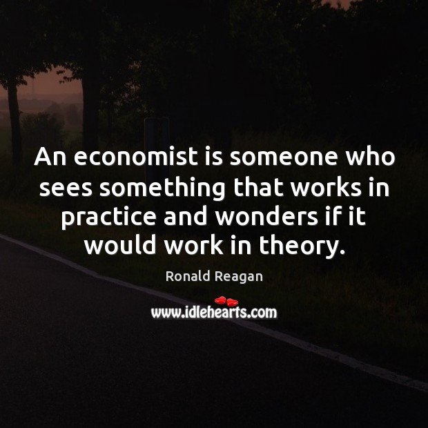 An economist is someone who sees something that works in practice and Image