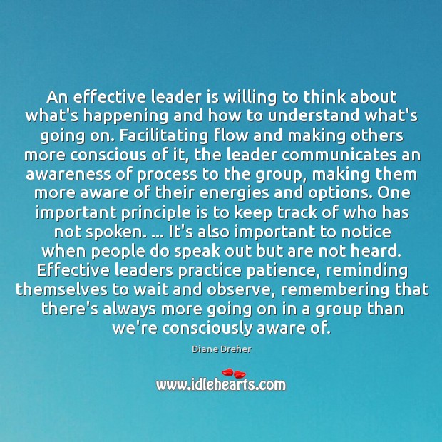 An effective leader is willing to think about what’s happening and how Image