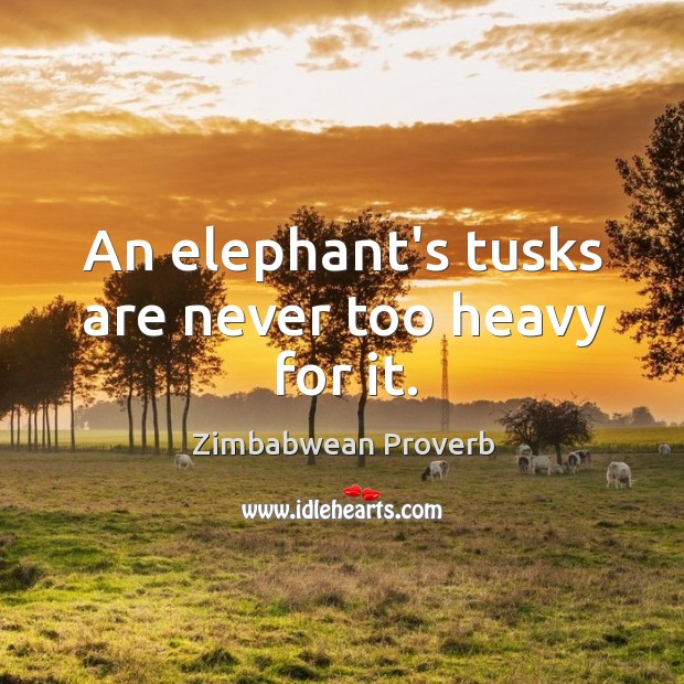 An elephant’s tusks are never too heavy for it. Zimbabwean Proverbs Image
