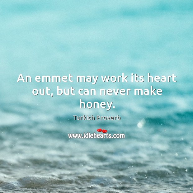 An emmet may work its heart out, but can never make honey. Turkish Proverbs Image