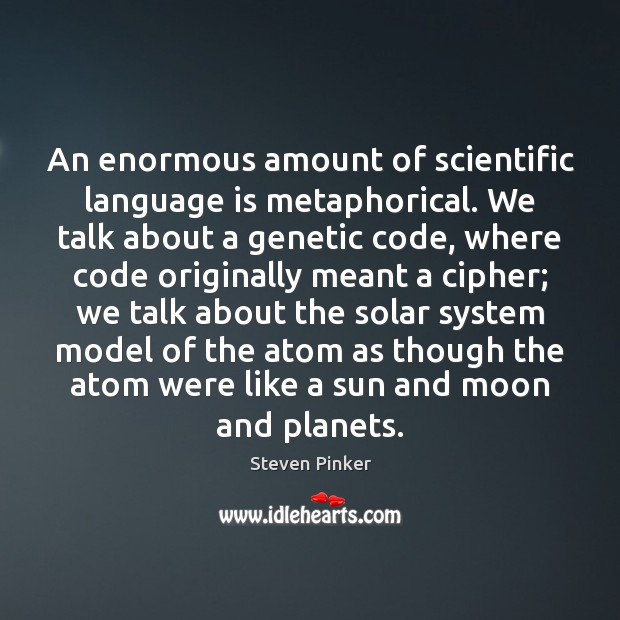 An enormous amount of scientific language is metaphorical. We talk about a Image