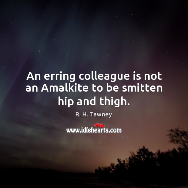 An erring colleague is not an Amalkite to be smitten hip and thigh. R. H. Tawney Picture Quote
