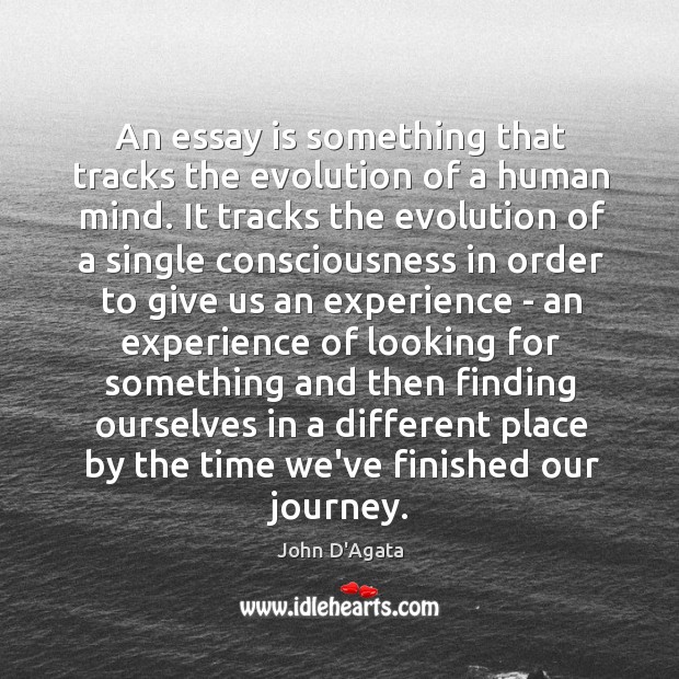 An essay is something that tracks the evolution of a human mind. John D’Agata Picture Quote