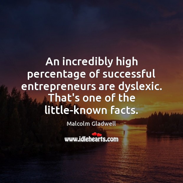 An incredibly high percentage of successful entrepreneurs are dyslexic. That’s one of Entrepreneurship Quotes Image