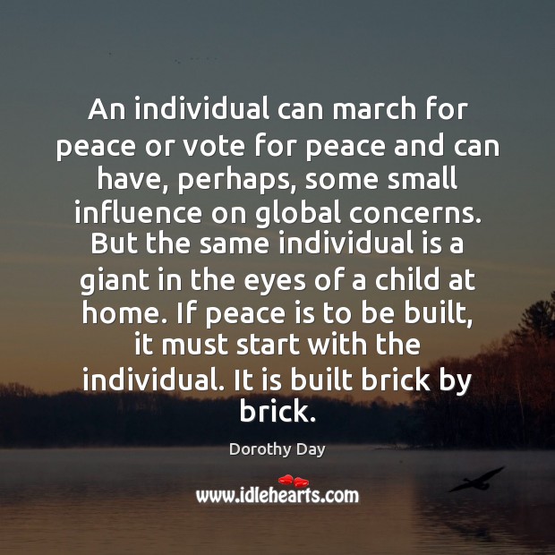 An individual can march for peace or vote for peace and can Image
