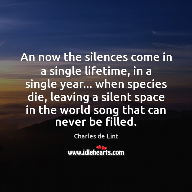 An now the silences come in a single lifetime, in a single Charles de Lint Picture Quote