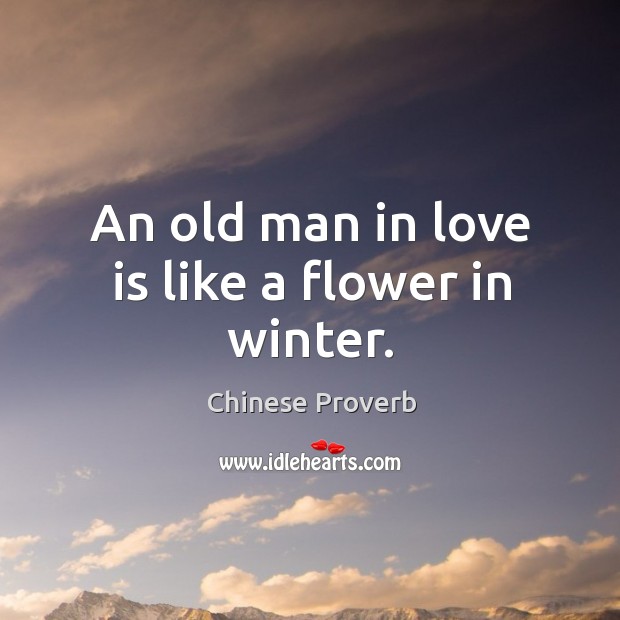 An old man in love is like a flower in winter. Chinese Proverbs Image