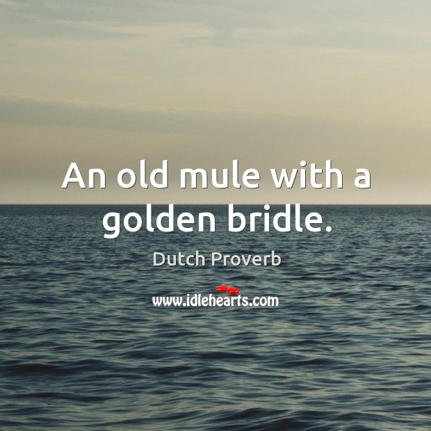 An old mule with a golden bridle. Image
