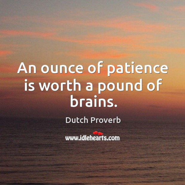 An ounce of patience is worth a pound of brains. Image