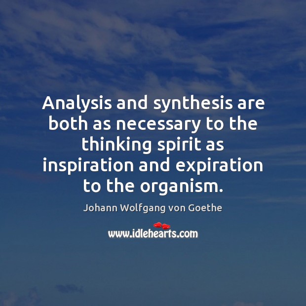 Analysis and synthesis are both as necessary to the thinking spirit as Image