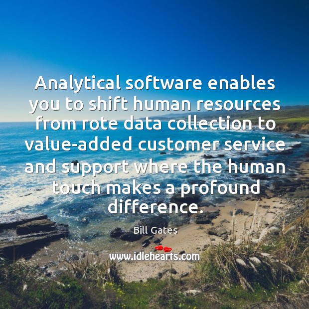 Analytical software enables you to shift human resources from rote data collection 