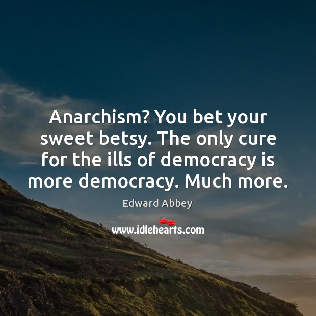 Anarchism? You bet your sweet betsy. The only cure for the ills Democracy Quotes Image
