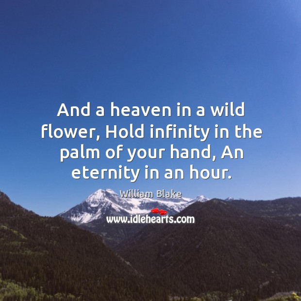 And a heaven in a wild flower, hold infinity in the palm of your hand, an eternity in an hour. William Blake Picture Quote