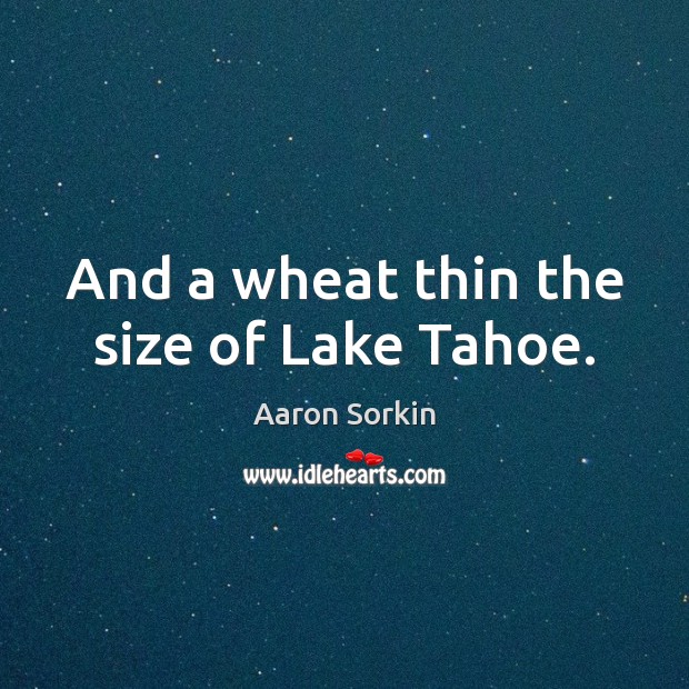 And a wheat thin the size of Lake Tahoe. Aaron Sorkin Picture Quote