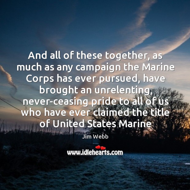 And all of these together, as much as any campaign the Marine Jim Webb Picture Quote