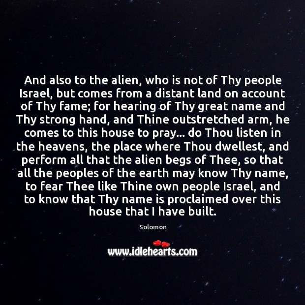 And also to the alien, who is not of Thy people Israel, Image