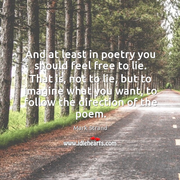And at least in poetry you should feel free to lie. Image