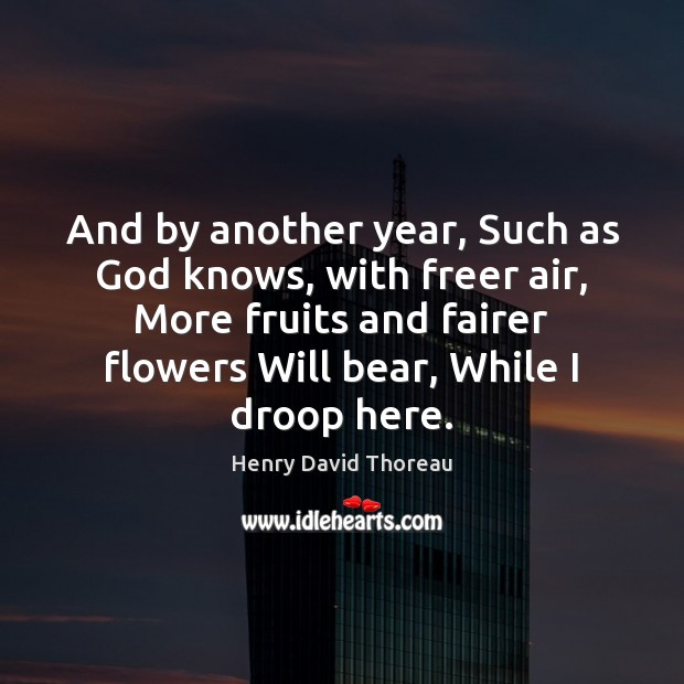 And by another year, Such as God knows, with freer air, More Henry David Thoreau Picture Quote