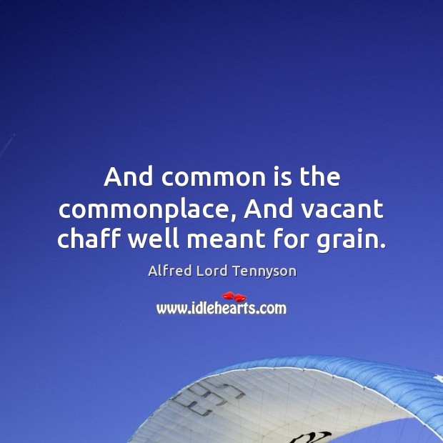 And common is the commonplace, And vacant chaff well meant for grain. Alfred Lord Tennyson Picture Quote
