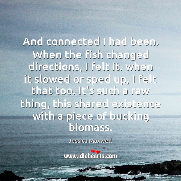 And connected I had been. When the fish changed directions, I felt Jessica Maxwell Picture Quote