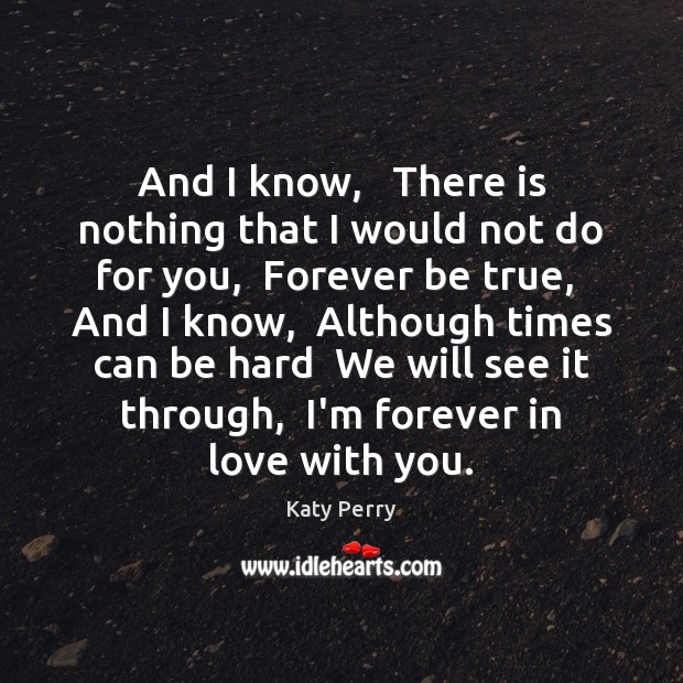 And I know,   There is nothing that I would not do for Katy Perry Picture Quote