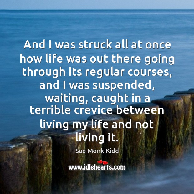 And I was struck all at once how life was out there Sue Monk Kidd Picture Quote