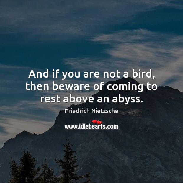 And if you are not a bird, then beware of coming to rest above an abyss. Image