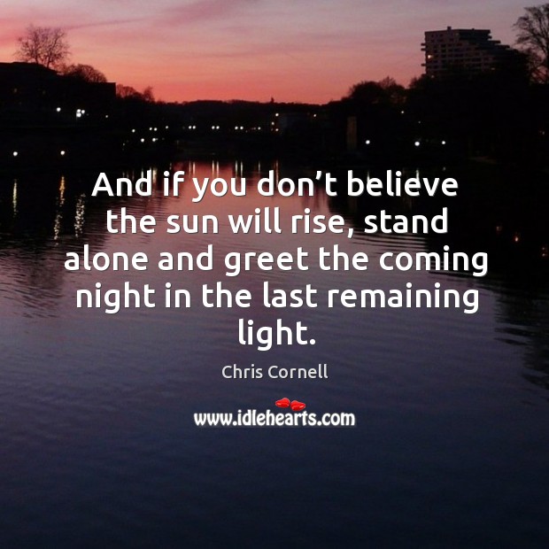 And if you don’t believe the sun will rise, stand alone and greet the coming night in the last remaining light. Image