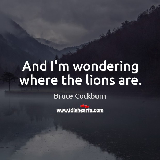 And I’m wondering where the lions are. Bruce Cockburn Picture Quote