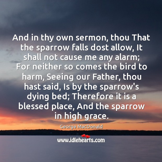 And in thy own sermon, thou That the sparrow falls dost allow, Image