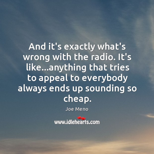 And it’s exactly what’s wrong with the radio. It’s like…anything that Joe Meno Picture Quote