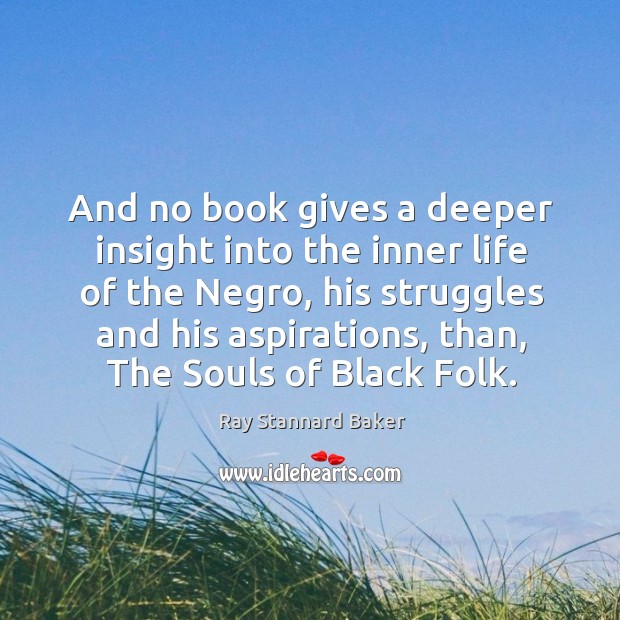 And no book gives a deeper insight into the inner life of the negro, his struggles and Image