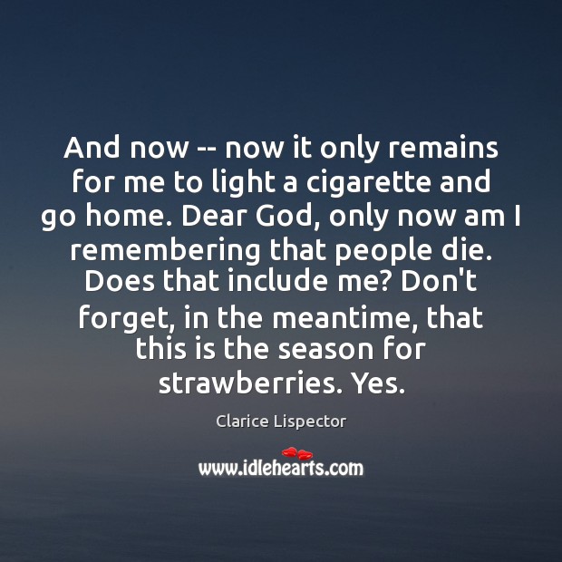 And now — now it only remains for me to light a Clarice Lispector Picture Quote