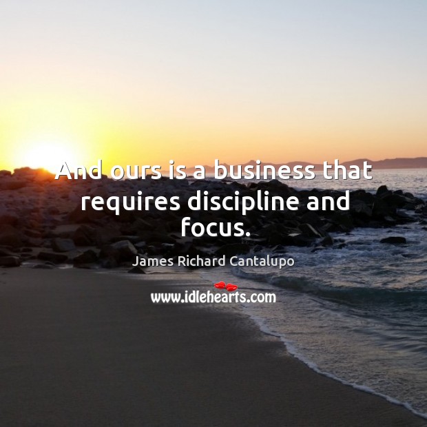 And ours is a business that requires discipline and focus. James Richard Cantalupo Picture Quote