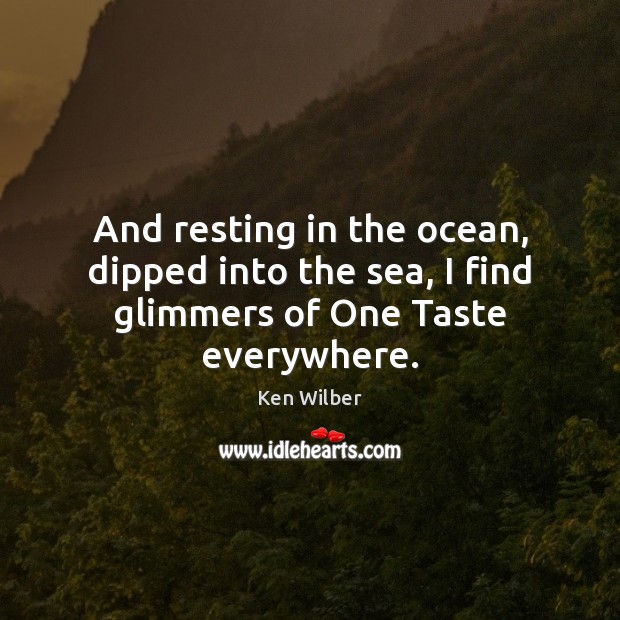 And resting in the ocean, dipped into the sea, I find glimmers of One Taste everywhere. Image