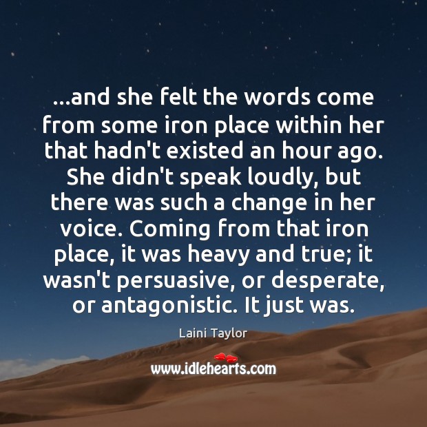 …and she felt the words come from some iron place within her Image