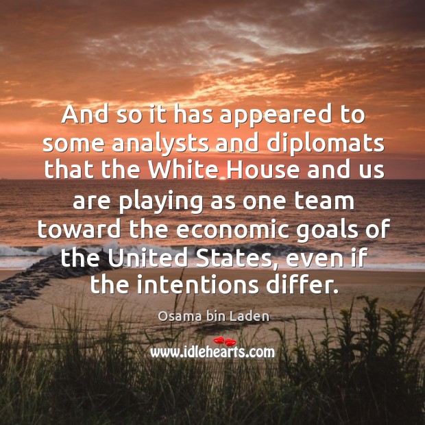 And so it has appeared to some analysts and diplomats that the Osama bin Laden Picture Quote