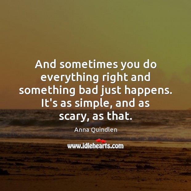And sometimes you do everything right and something bad just happens. It’s Anna Quindlen Picture Quote