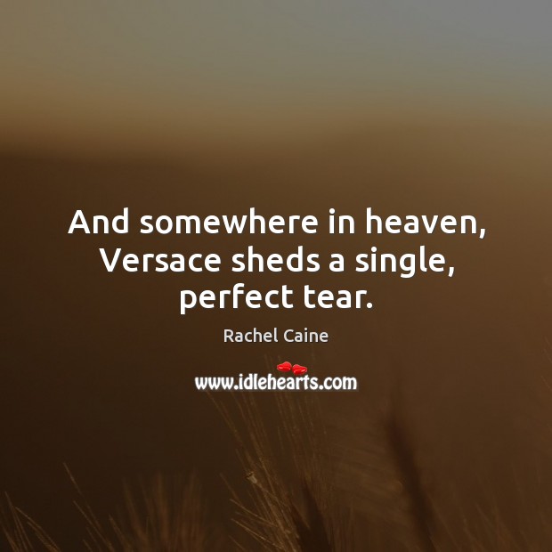 And somewhere in heaven, Versace sheds a single, perfect tear. Rachel Caine Picture Quote