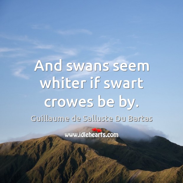 And swans seem whiter if swart crowes be by. Guillaume de Salluste Du Bartas Picture Quote
