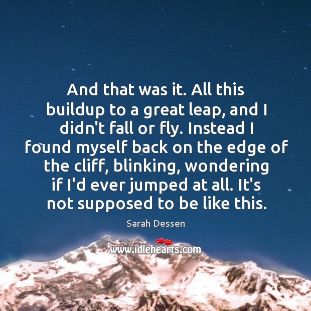 And that was it. All this buildup to a great leap, and Sarah Dessen Picture Quote