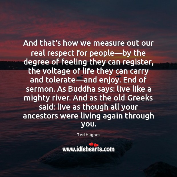 And that’s how we measure out our real respect for people—by Ted Hughes Picture Quote